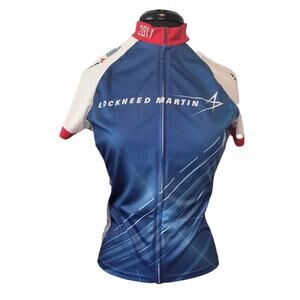 Lockheed Martin Cycling Jersey Women M Blue White Primal Wear Full Zip